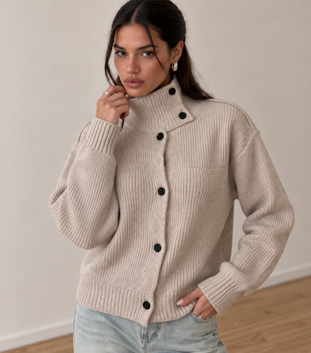Berkley Soft High Neck Cardigan