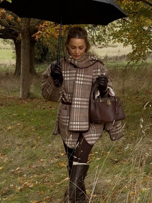Tecla Plaid Jacket With Scarf