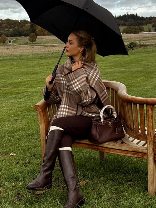 Tecla Plaid Jacket With Scarf