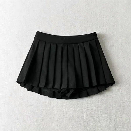 Tenniscore Trendy Short Skirts - flat-lay product shot, black - Miss Mosa By Akanksha