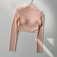 Terra Seamless Top with Inbuilt Bra - back shot on hanger, pink - Miss Mosa By Akanksha