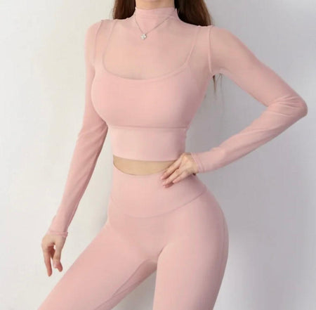 Terra Seamless Top with Inbuilt Bra - front shot on model, pink - Miss Mosa By Akanksha