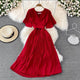 Terry Pleated Luxe Summer Dress - styled flat-lay shot, red - Miss Mosa By Akanksha