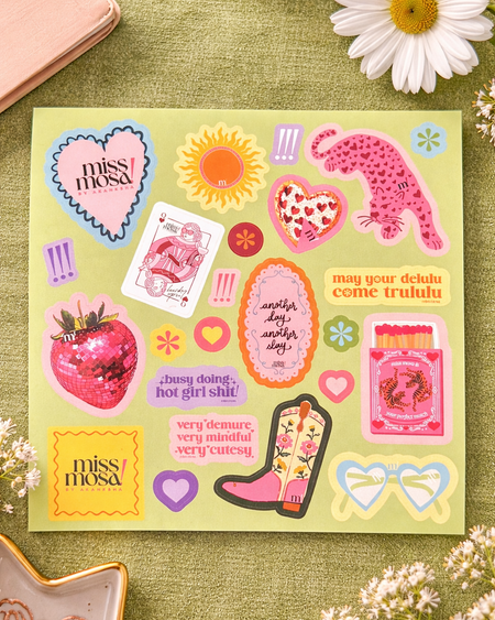 The Miss Mosa Stickers - flat-lay shot, multicolour - Miss Mosa By Akanksha