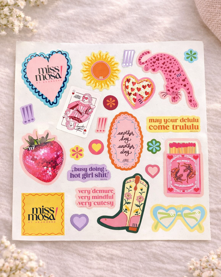 The Miss Mosa Stickers - flat-lay shot, multicolour - Miss Mosa By Akanksha