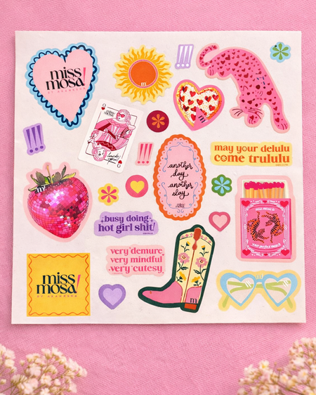 The Miss Mosa Stickers - flat-lay shot, multicolour - Miss Mosa By Akanksha