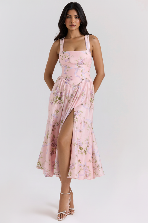 Thistle Summer Holiday Midi Dress In Pink