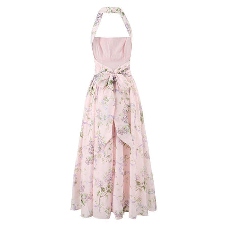 Thistle Summer Holiday Midi Dress In Pink - back flat product shot - Miss Mosa By Akanksha