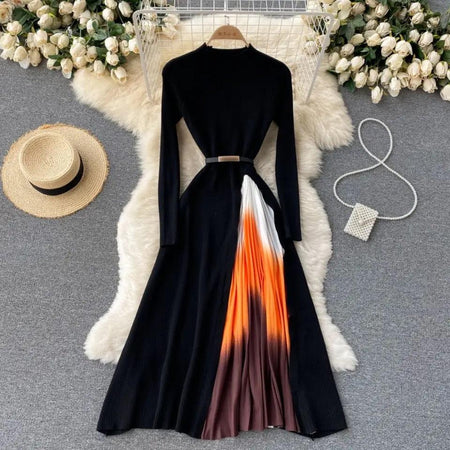 Tiana Pleated Woolen Dress In Black - styled flat-lay shot, black - Miss Mosa By Akanksha