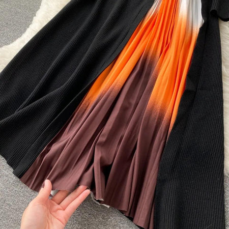 Tiana Pleated Woolen Dress In Black - close-up of pleated skirt, black - Miss Mosa By Akanksha