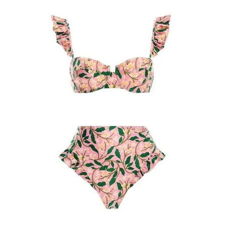 Travis Bikini with Sarong In Pink - flat-lay product shot, pink - Miss Mosa By Akanksha