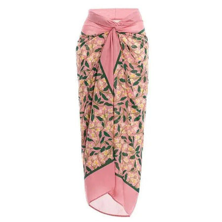 Travis Bikini with Sarong In Pink - flat-lay product shot, pink - Miss Mosa By Akanksha