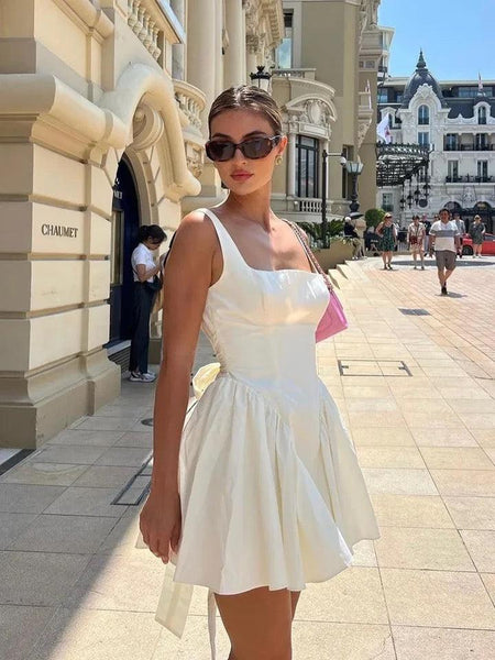 Trester Backless Bodycon Dress - side shot on model, white - Miss Mosa By Akanksha