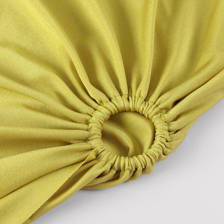 Trope Luxe Swimsuit With Coverup In Yellow - close-up of gathered ring detail - Miss Mosa By Akanksha