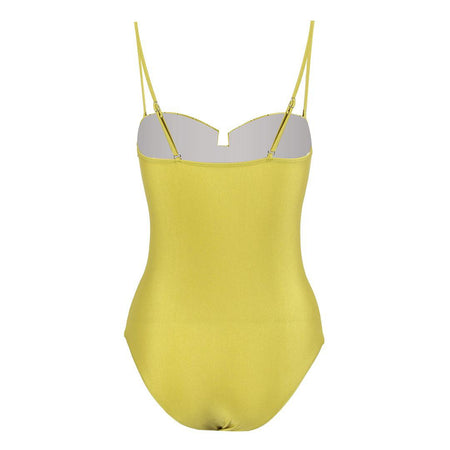 Trope Luxe Swimsuit With Coverup In Yellow - back flat-lay product shot of swimsuit - Miss Mosa By Akanksha