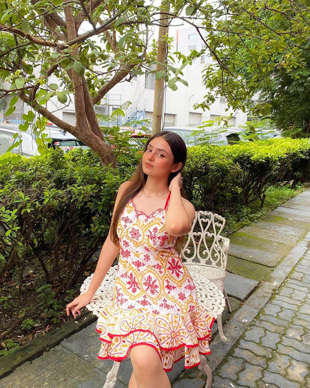Tropea Luxe Summer Dress In White - lifestyle shot on model, white - Miss Mosa By Akanksha