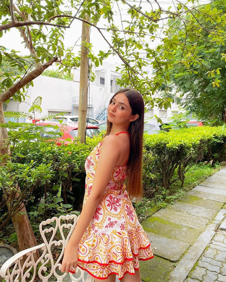 Tropea Luxe Summer Dress In White - back shot on model, white - Miss Mosa By Akanksha