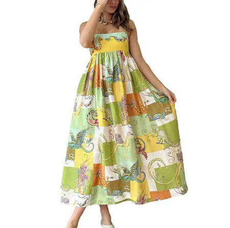Tropical Printed Holiday Dress In Multicolour - front shot on model - Miss Mosa By Akanksha