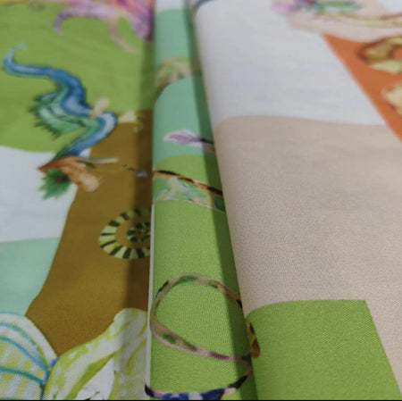 Tropical Printed Holiday Dress In Multicolour - close-up shot of fabric detail - Miss Mosa By Akanksha