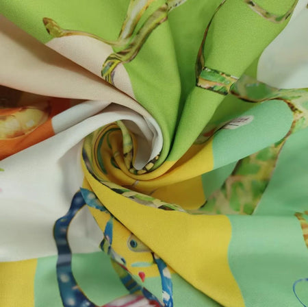 Tropical Printed Holiday Dress In Multicolour - close-up shot of fabric detail - Miss Mosa By Akanksha