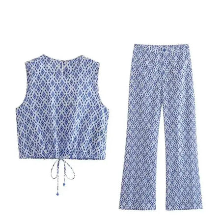 Troy Summer Coord Set In Blue - flat-lay shot - Miss Mosa By Akanksha