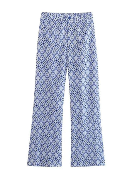 Troy Summer Coord Set In Blue - front shot of trousers on hanger - Miss Mosa By Akanksha