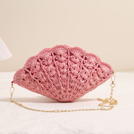 Twirly Shell Sling Bag With Chain - front shot, pink - Miss Mosa By Akanksha