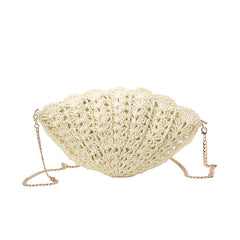 Twirly Shell Sling Bag With Chain - front shot, cream - Miss Mosa By Akanksha