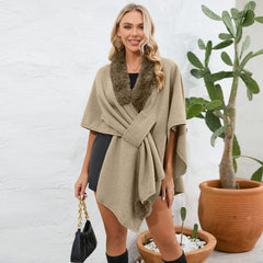 Valentin Premium Winter Fur Cape - front shot, beige - Miss Mosa By Akanksha