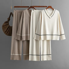 Vaya Premium Winter Coord Set - Tracksuit - front shot of sets on hangers, beige and cream - Miss Mosa By Akanksha