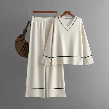 Vaya Premium Winter Coord Set - Tracksuit - front shot of set on hanger, cream - Miss Mosa By Akanksha