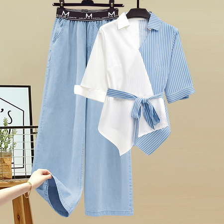 Velora Summer Coord Set In Light Blue - flat-lay product shot of coord set - Miss Mosa By Akanksha