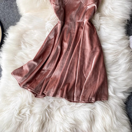 Velour Skater Dresses - close-up of skirt, pink - Miss Mosa By Akanksha