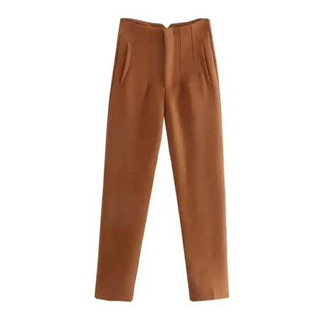 Verity formal pants - flat-lay product shot, brown - Miss Mosa By Akanksha