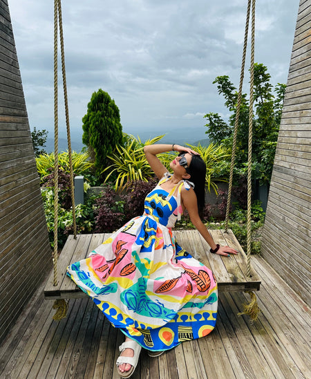 Verona Coord Set In Multicolour - lifestyle shot on model, multicolour - Miss Mosa By Akanksha