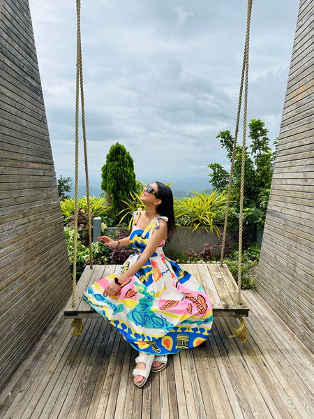 Verona Coord Set In Multicolour - lifestyle shot on model, multicolour - Miss Mosa By Akanksha