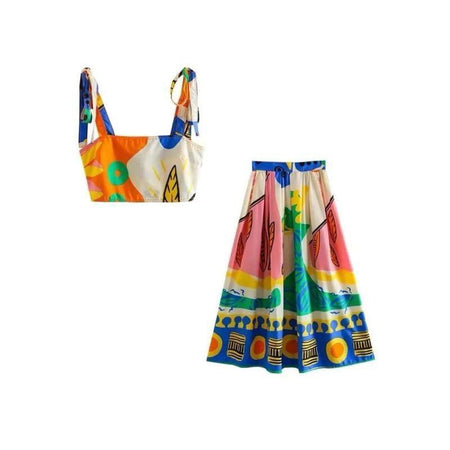 Verona Coord Set In Multicolour - flat-lay product shot, multicolour - Miss Mosa By Akanksha