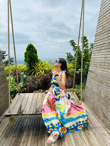 Verona Coord Set In Multicolour - lifestyle shot on model, multicolour - Miss Mosa By Akanksha