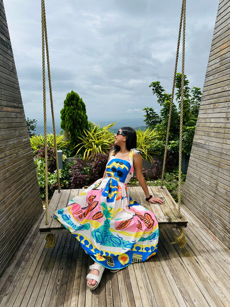 Verona Coord Set In Multicolour - lifestyle shot on model, multicolour - Miss Mosa By Akanksha