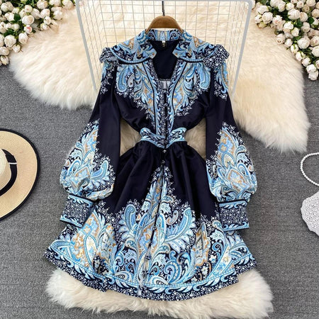 Verona Summer Vintage Dress - styled flat-lay shot, navy - Miss Mosa By Akanksha