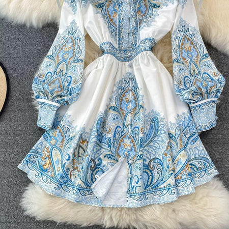 Verona Summer Vintage Dress - styled flat-lay shot, blue - Miss Mosa By Akanksha