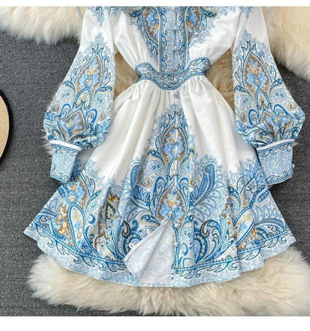 Verona Summer Vintage Dress - styled flat-lay shot, blue - Miss Mosa By Akanksha