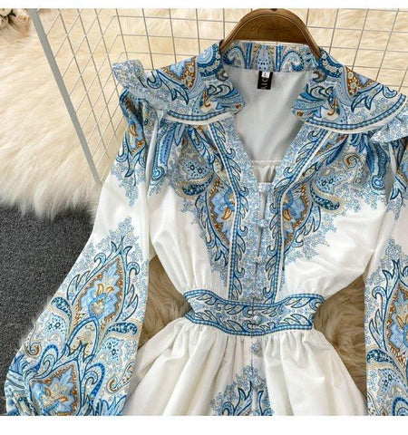Verona Summer Vintage Dress - close-up of bodice, blue - Miss Mosa By Akanksha