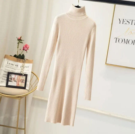 Vienna Knit Midi Dress In Beige - front shot on hanger, beige - Miss Mosa By Akanksha
