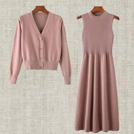 Vimith Set of Dress and Cape - styled flat-lay shot, pink - Miss Mosa By Akanksha