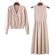 Vimith Set of Dress and Cape - styled flat-lay shot, beige - Miss Mosa By Akanksha