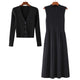 Vimith Set of Dress and Cape - styled flat-lay shot, black - Miss Mosa By Akanksha