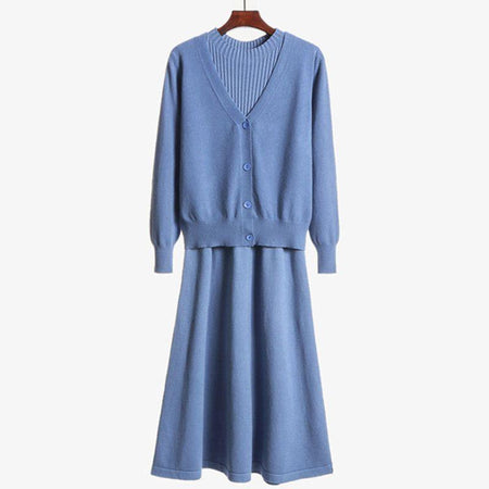 Vimith Set of Dress and Cape - front shot on hanger, blue - Miss Mosa By Akanksha