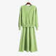 Vimith Set of Dress and Cape - front shot on hanger, green - Miss Mosa By Akanksha