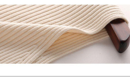 Vimith Set of Dress and Cape - close-up of ribbed knit, cream - Miss Mosa By Akanksha